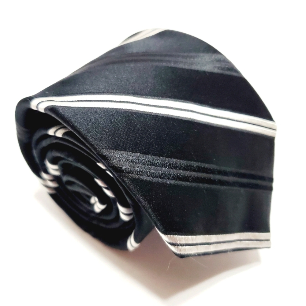 Westbury Necktie Black Stripe Pattern Silk Neck Tie 58x3.25"  Jacquard Fabric